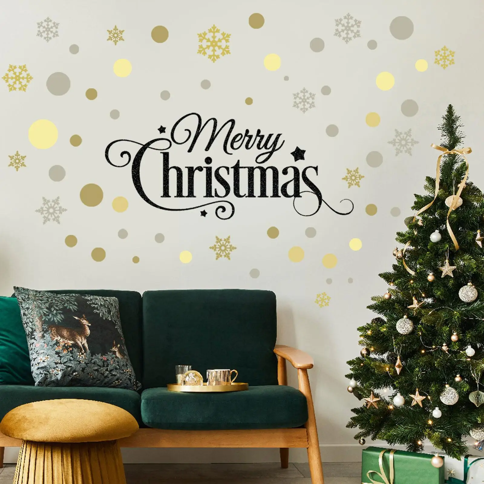 

Christmas Colorful Dots Snowflake Christmas Wall Stickers Room Wall Room Decoration Living Wall Wholesale Stickers Self-adh E6p9
