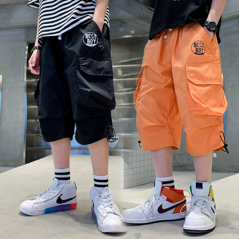 

Letter Casual Summer 6yrs Shorts Clothes Length Boys Pocket Korean For Shorts Cargo 14yrs Knee Kids Print Pants To Multi Teen