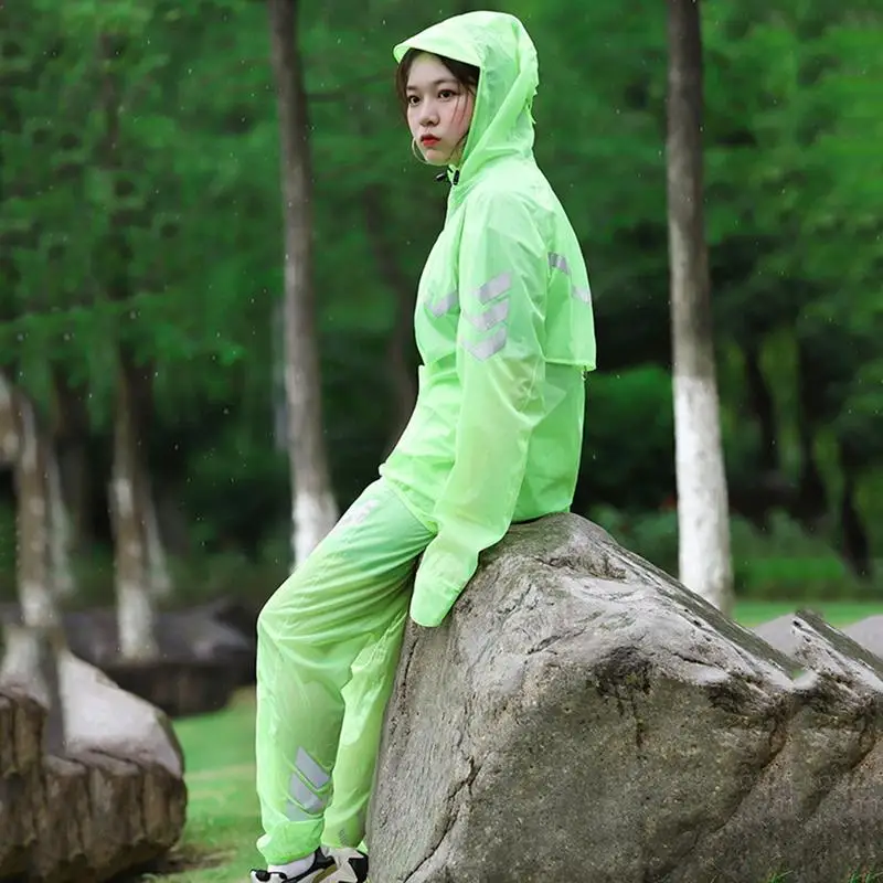 

Дождевик для езды на велосипеде для мужчин и женщин, Светоотражающий Комплект из дышащего материала для защиты воды