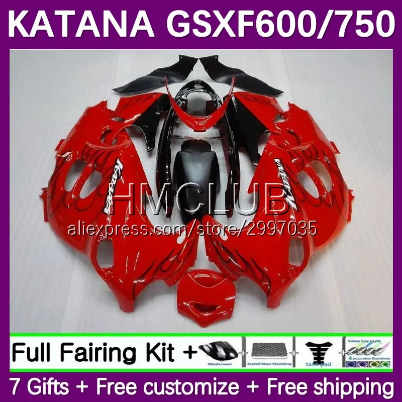 

Body For SUZUKI KATANA GSXF 600 750 GSXF600 56No.10 GSXF750 2003 2004 2005 2006 2007 factory red GSX600F 98 99 00 01 02 Fairing