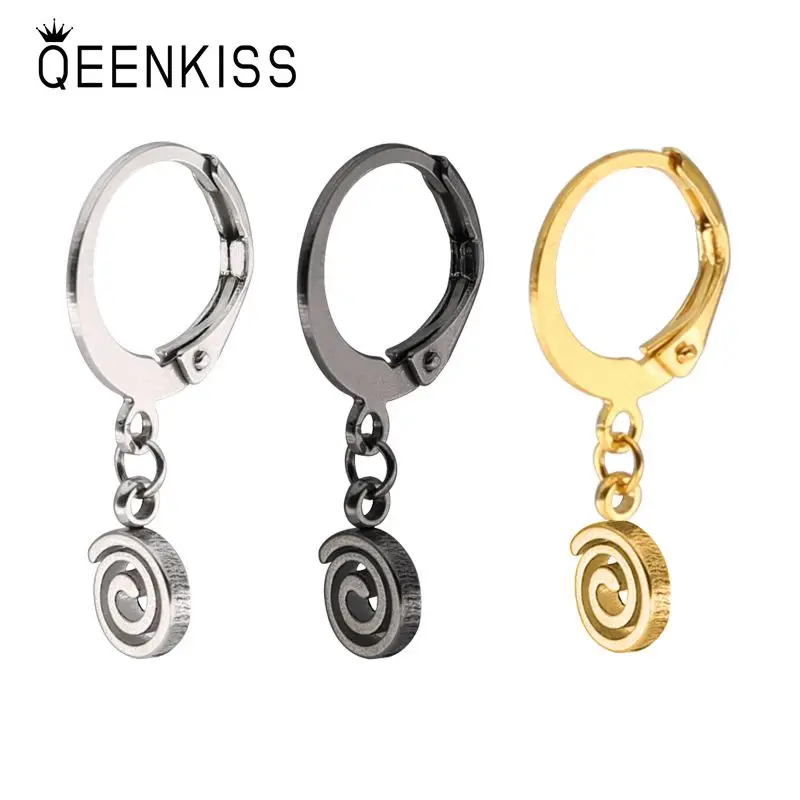 

QEENKISS EG8110 Fine Jewelry Wholesale Fashion Woman Man Birthday Wedding Gift Screw Titanium Stainless Steel Drop Earrings 1PC