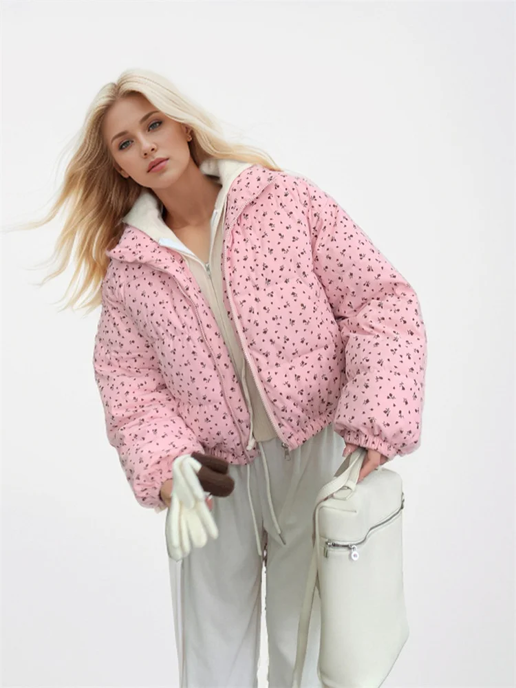 Женский пуховик с принтом зимняя новая милая хлопковая одежда в европейском и