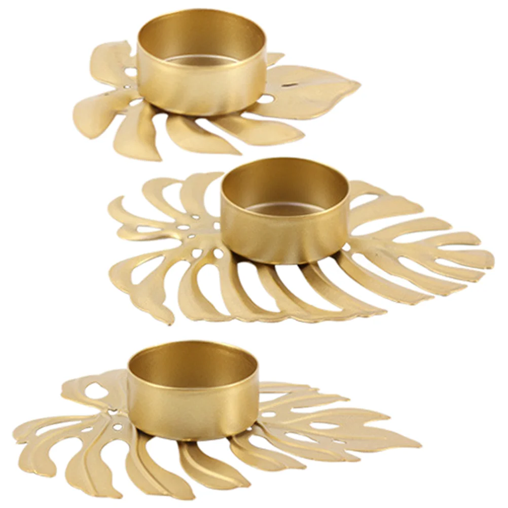 

3pcs Metal Monstera Leaf Holder Ornaments Tealight Holder Adornments