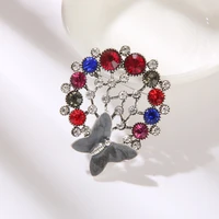 fashion colorful butterfly brooches metal crystal rhinestones cutout brooch animal pins banquet wedding bouquet brooch gifts