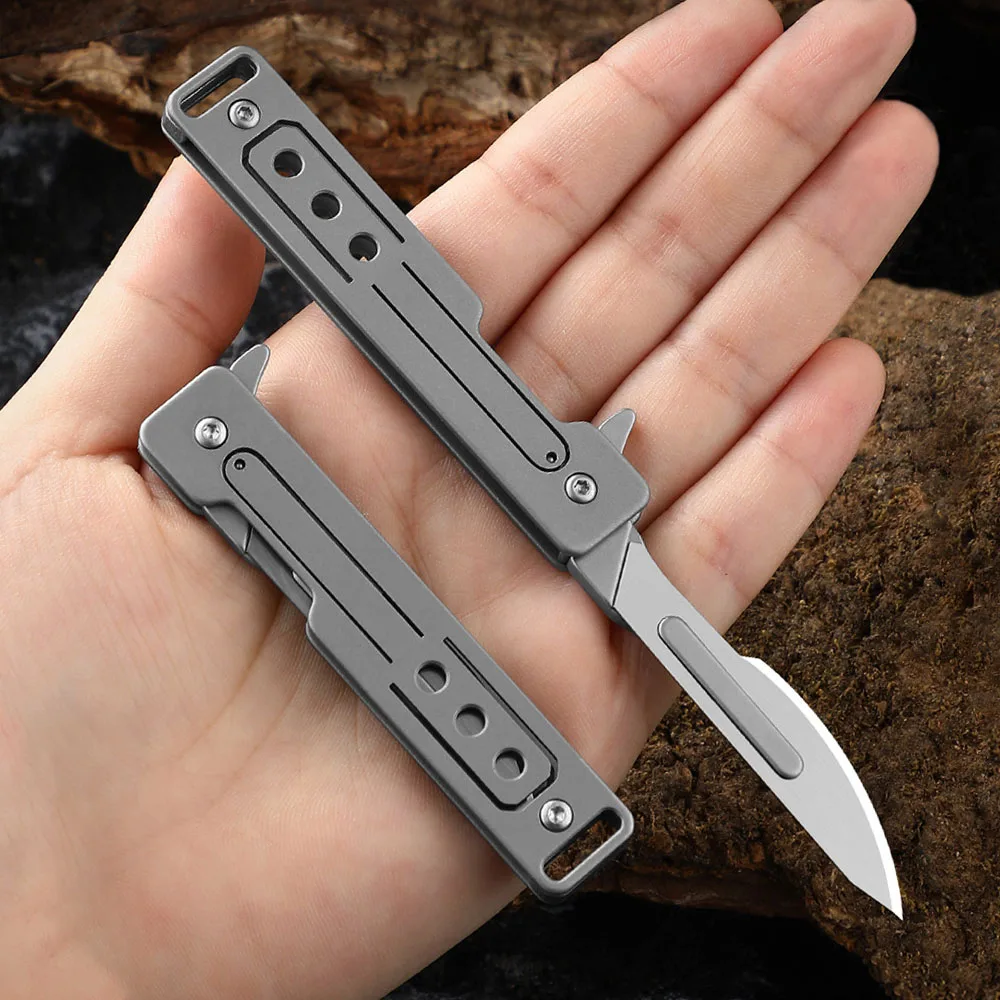 Portable Folding Scalpel Small Keychain Pocket Utility Knife For Men Mini Foldable Exacto Knives With 10pcs Replaceable Blades