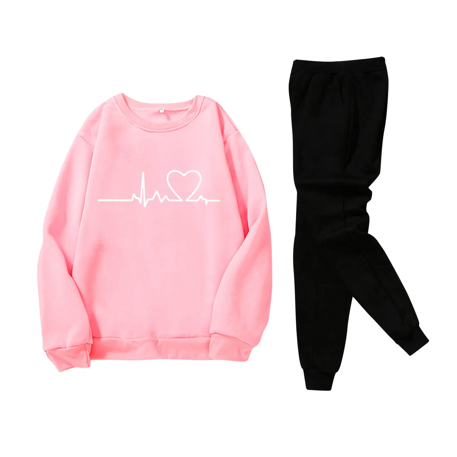 

Men And Women Sweatshirt Sets Autumn And Winter Leisure Print Warm Set Long Sleeve Hooded Sweater Pants Sports Suit