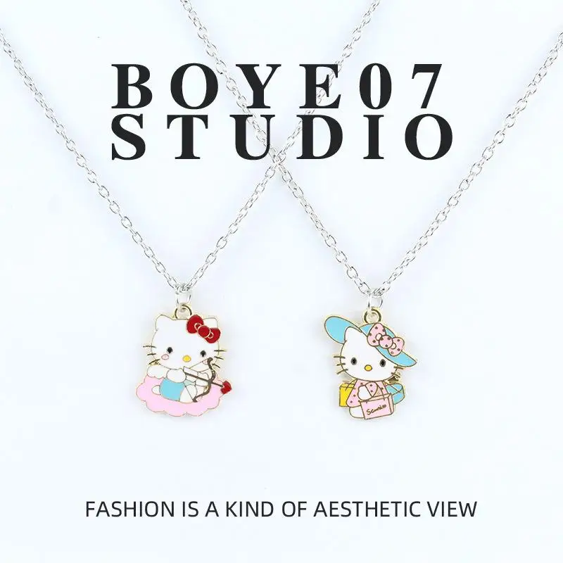 

Sanrio Necklace Cartoon Kawaii Kt Necklace Creative Design Girlish Heart Hello Kitty Sweet Necklace Gifts To Your Best Friend