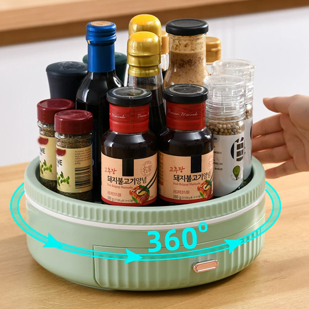 

360 Rotating Multi-function Kitchen Storage Rack Seasoning Storage Rack Toilet Cosmetic Storage Countertop Rotating Storage Tray
