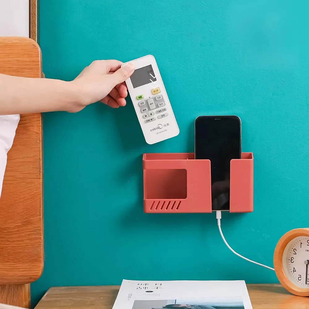 

Wall Mounted Organizer Storage Box Remote Control Air Conditioner Storage Case Mobile Phone Plug Holder Container