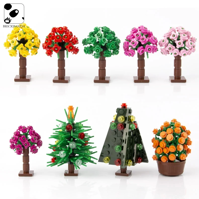 

Factory Sales MOC Garden Plant Tree Flower Grass Building Blocks Military Accessories City House Mini Bricks Toys For Children