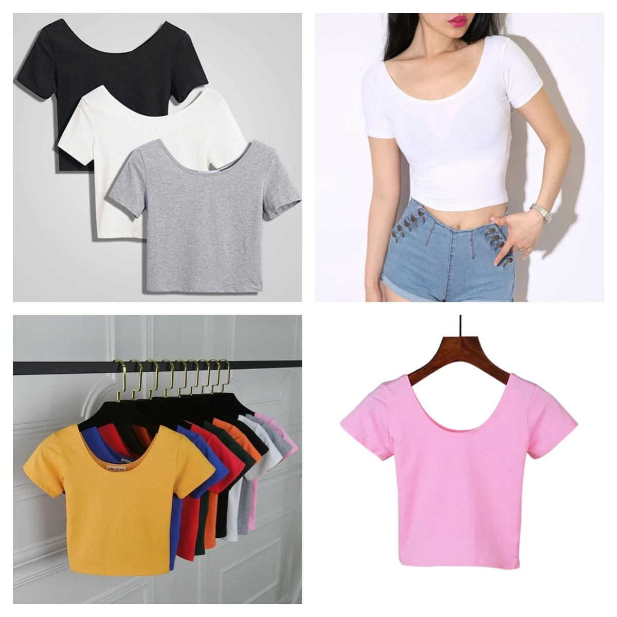 

Korean Casual Cropped Top for Women Basic Women Short Vest Fashion Female Cropped T-shirt Summer Female Blouse Women Clothing