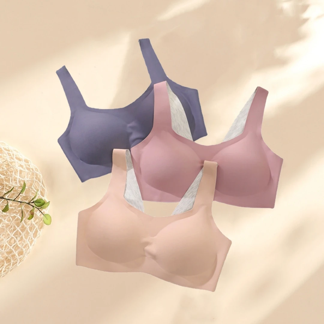 

New Autumn and Winter Modal Warm Traceless Bra Large Chest Small Sports Yoga Sleep Gather-breasted Underwear for Women