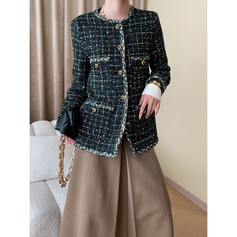 Женское твидовое пальто в винтажном стиле