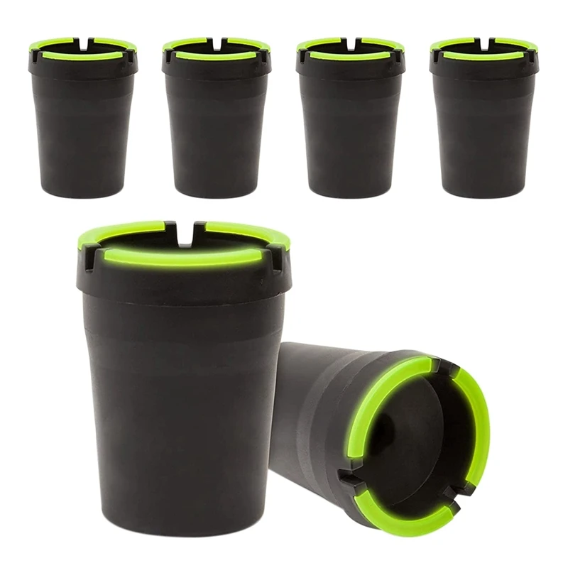 

6Pcs Car Portable Ashtray Luminous Car Ashtray Cup Holder Ashtray Suitable for Truck Office Car Home