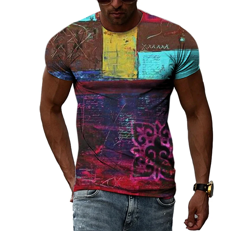 

Men's Summer Graffiti Art Graphics T -shirt, 3d Print O Neighboring Comfortable Casual Clothing Short Sleeves.