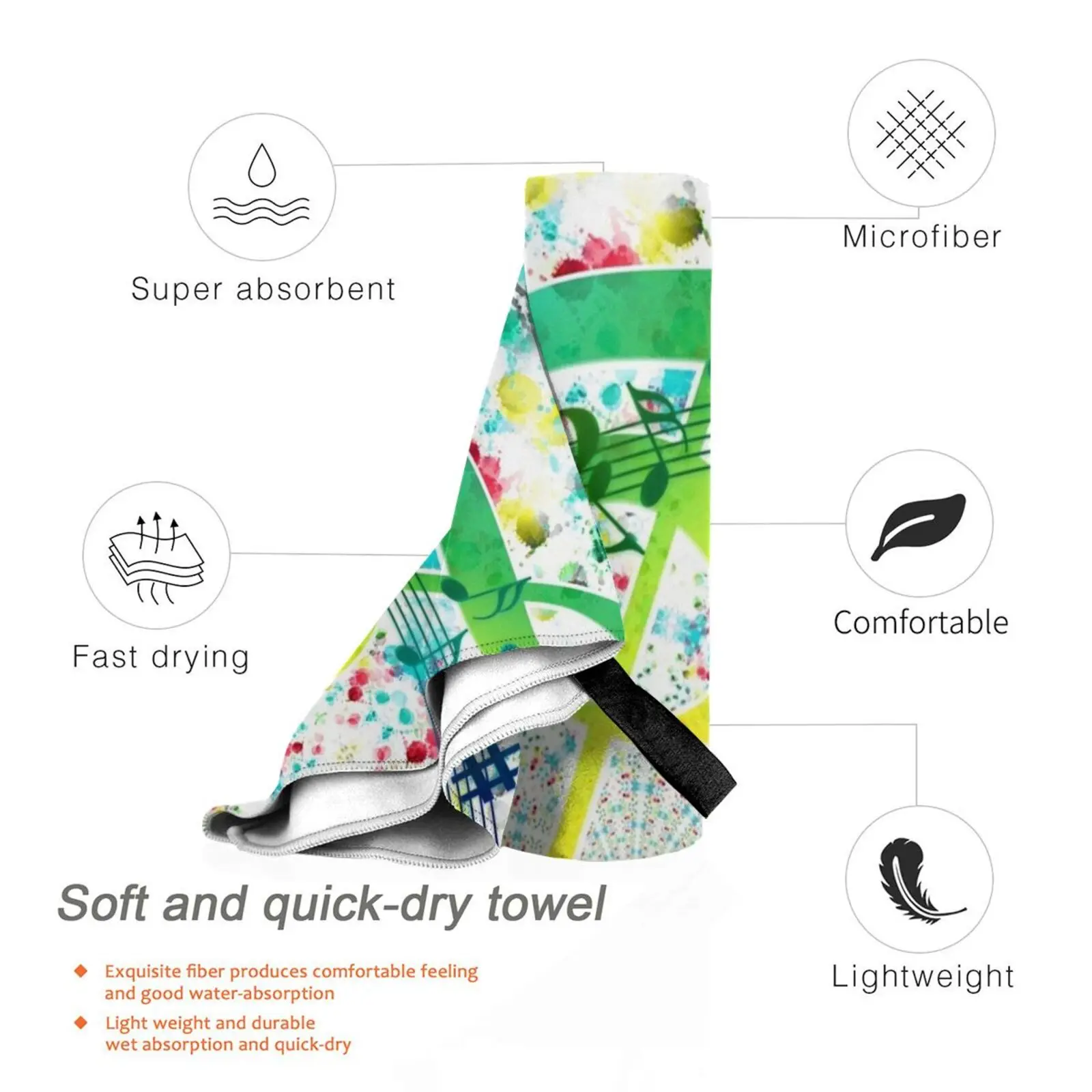 Музыкальные ноты банное полотенце пляжная Подушка музыкальные гитара музыкант