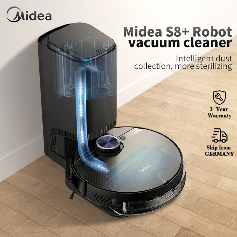 

Midea S8+ Robot Vacuum Cleaner 4000Pa Suction Auto Dust Collection Station Cleaning Sweep Wipe Vibrating Mop 3 in 1 App Control