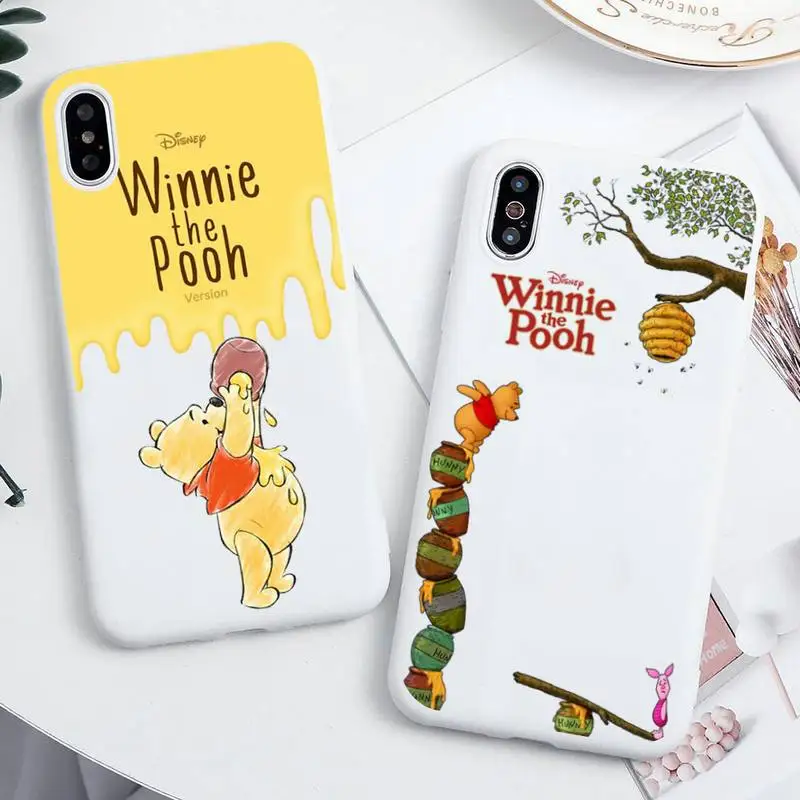 

Winnie the Pooh Phone Case For iphone 13 12 11 Pro Max Mini XS 8 7 6 6S Plus X SE 2020 XR Candy white Silicone cover