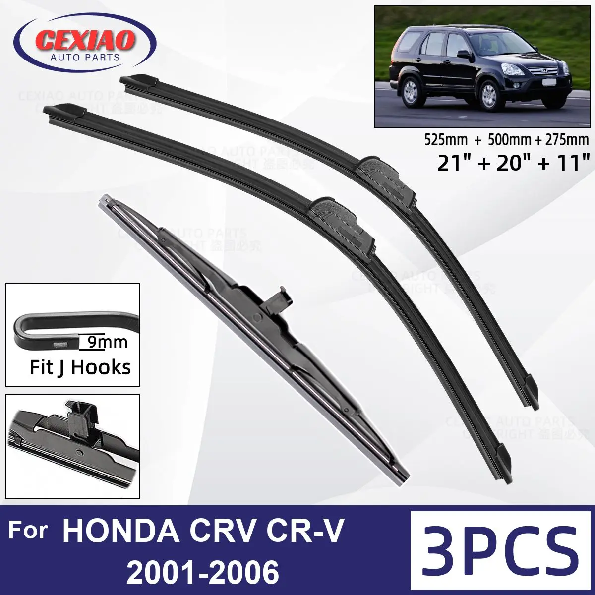 

Щетки стеклоочистителя передние и задние для HONDA CRV CR-V 2001-2006, мягкие резиновые стеклоочистители для автомобильного лобового стекла, 21 "+ 20" + 11 ...