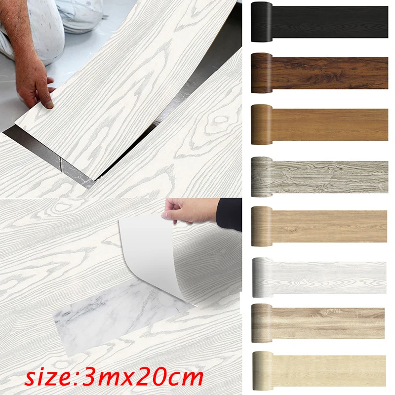 

3/ 1mx20cm PVC Self Adhesive Waterproof Floor Sticker Wood Grain Floor Tile Sticker Kitchen Living Room Wall Sticker Home Decor