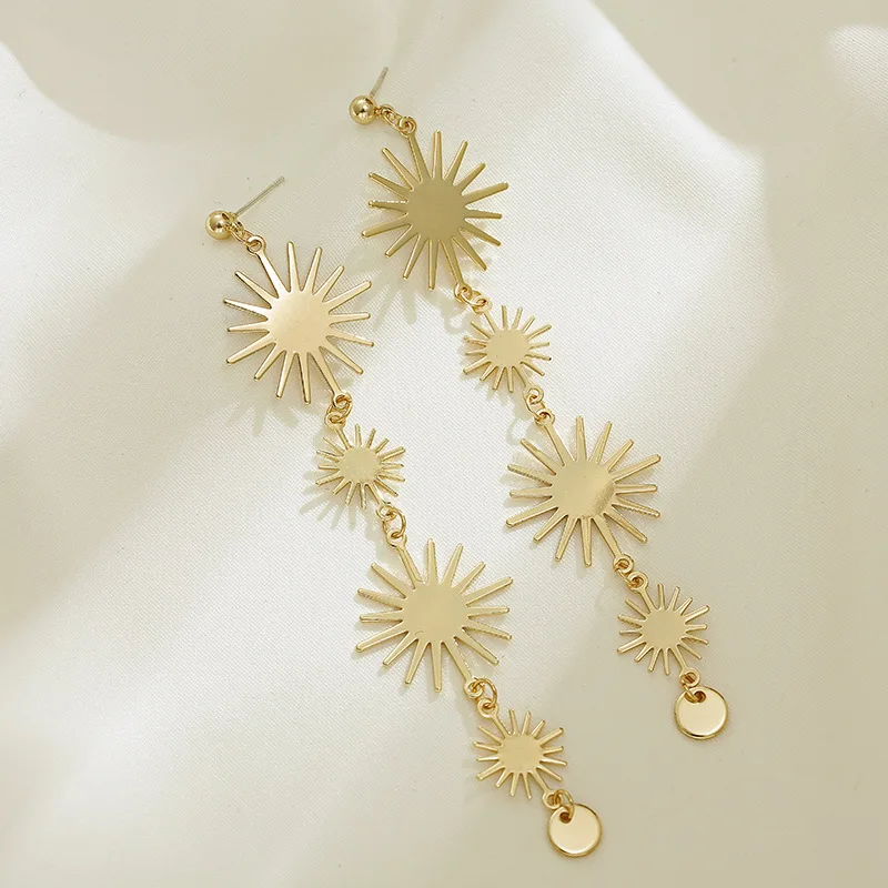 

Statement Long Flower Tassel Earrings Women Korean Gold Dangle Fashion Jewelry Accessories Party Wedding Gift Punk Boho Vintage