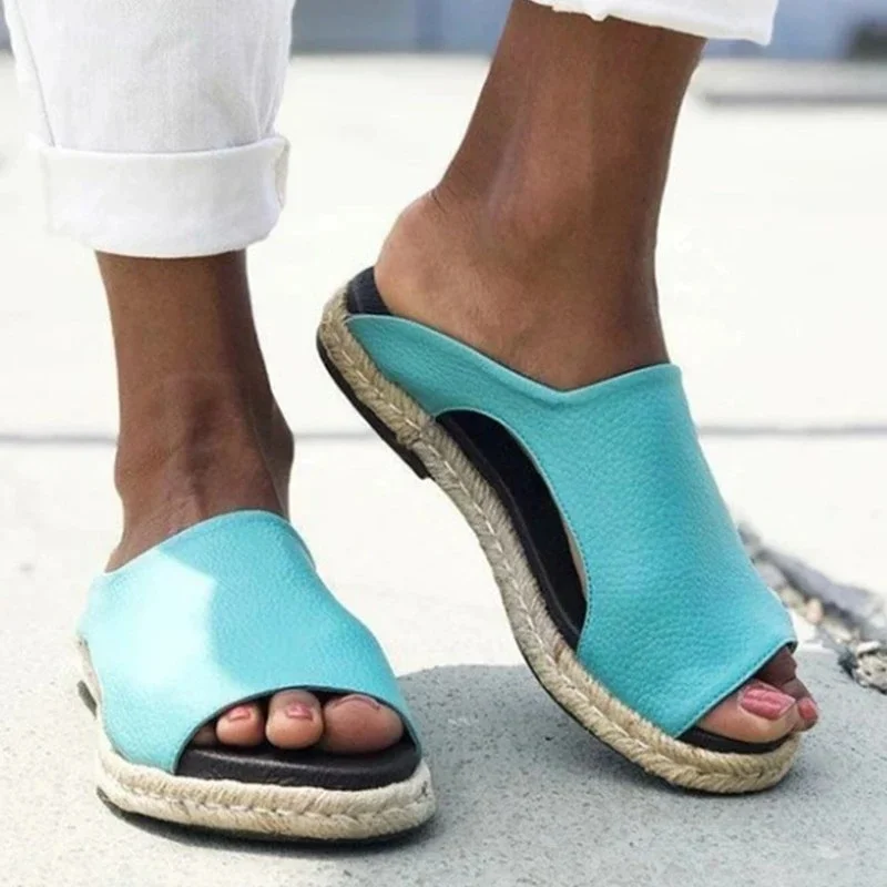 

Шлепанцы женские, кожаные, с открытым носком, летние, 2021