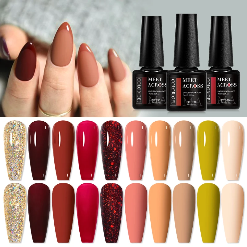 10 шт. / комплект красного геля лака для ногтей осенне - зимнего блеска маникюр