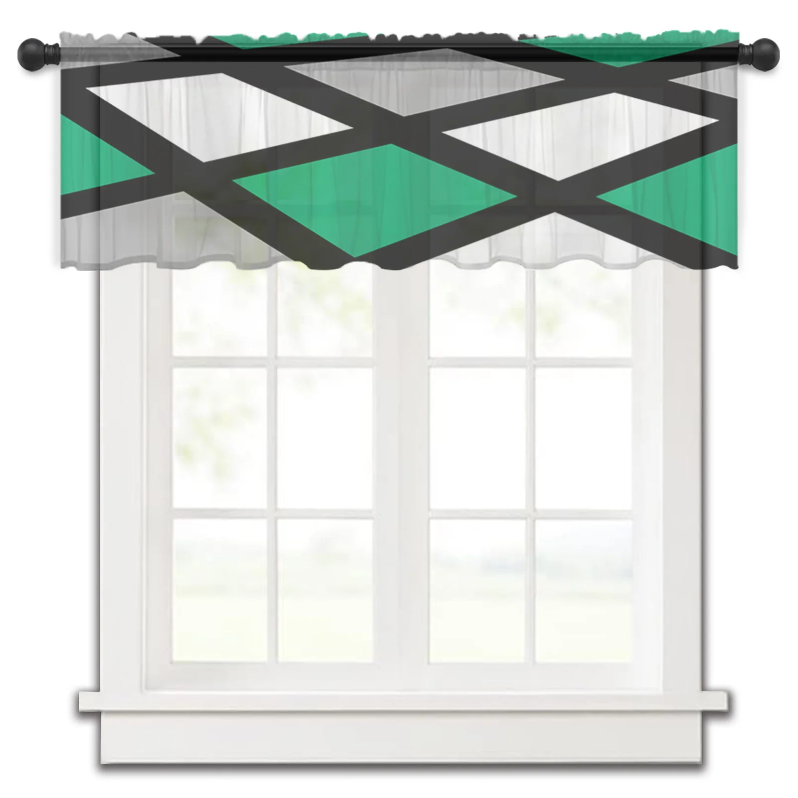 

Нефритовые Зеленые Черные Серые Геометрические Квадратные фотообои прозрачные короткие занавески для спальни гостиной домашний декор вуаль занавески