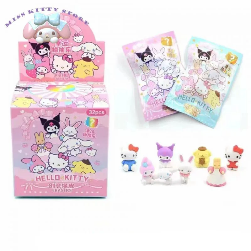 

Sanrio Hello kitty Mymelody Cinnamoroll Pochacco Cartoon Eraser Blind Bag Cute Student Stationery Eraser Blind Box Luck Draw