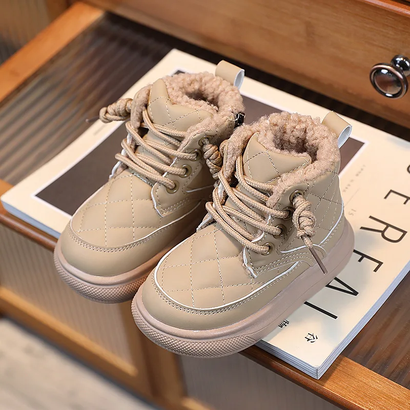 

Kids Fashion Plush Snow Boots New 2023 Winter Children's Soft Non-slip Warm Ankle Boots Boys Girls Toddler Casual Shoes