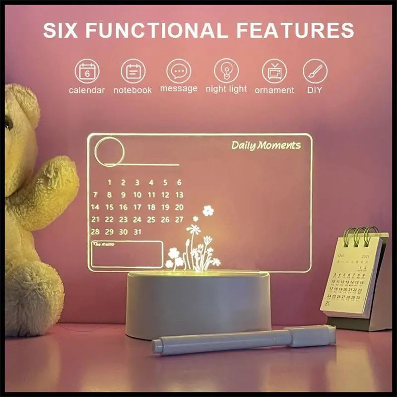 

Creative Led Night Light Note Board Rewritable Message Board with Warm Soft Light USB Power Night Lamp Holiday Gift For Children