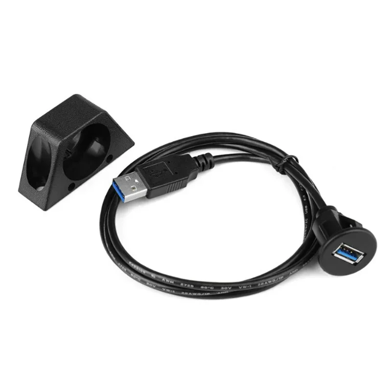 Фото USB 2.0 3.0 с маленьким отверстием, удлинительный кабель для крепления на панели заподлицо с пряжкой для автомобиля, грузовика, лодки, мотоцикла, приборной панели №2