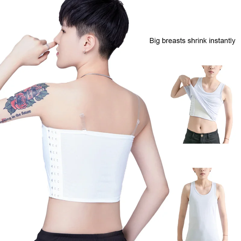 New Style Trans Lesbian Flat Breast Tube Top Bandeau Breathable Strapless Tomboy Cosplay Chest Binder With Side 3 Row of Hook