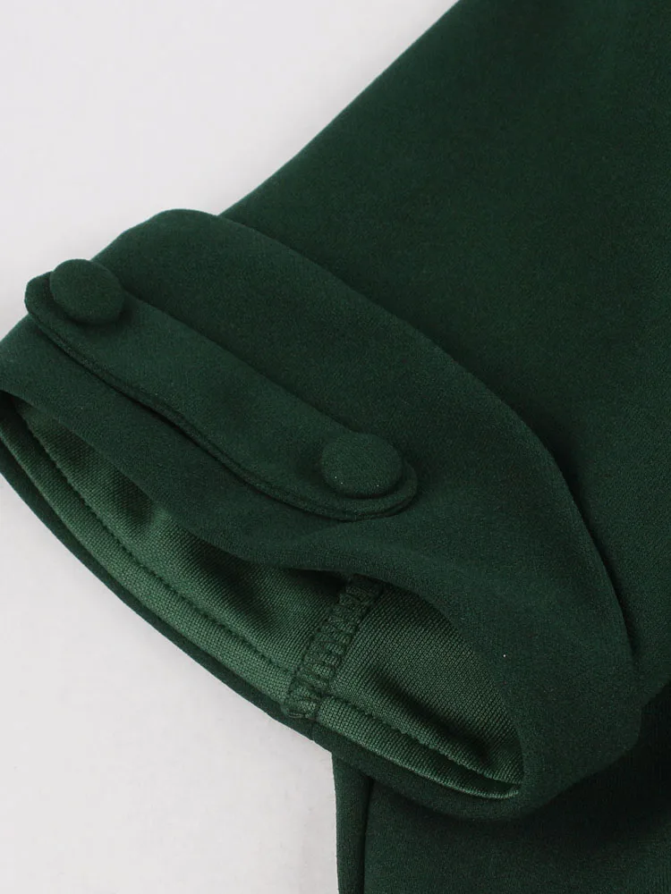 Женское винтажное платье Tonval Зеленое Длинное Платье с V-образным вырезом