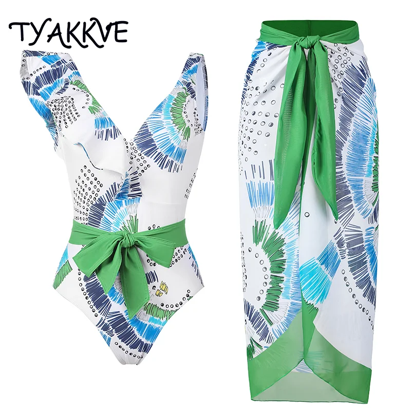 2024 Sexy 3D Flower Ruffle Women's Swimsuit &amp Skirt Asymmetrical Holiday Beach Dress Designer Bathing Suit Vintage Surf Wear