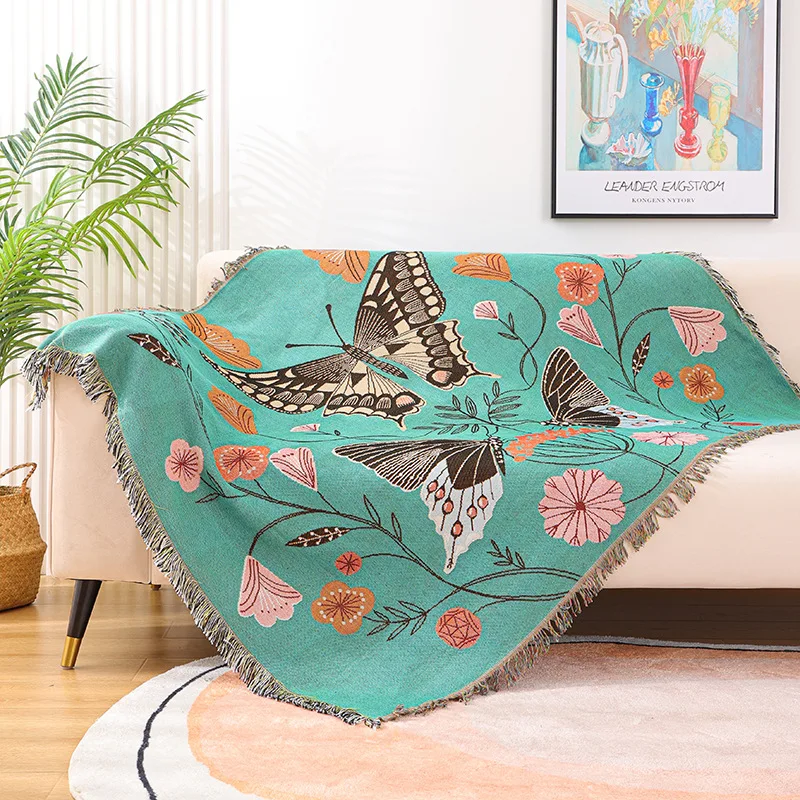 

Nordic Dance Butterfly Line Blanket Leisure Sofa Blanket Outdoor Picnic Camping Blanket Spring Outing Picnic Nordic Blanket