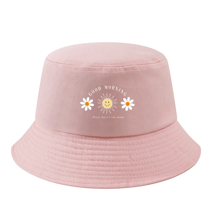 

Women Sun Daisy Bucket Hats one-sided Cotton Breathable Outdoor Beach Panama gofl Hat Fisherman female Hip Hop Cap