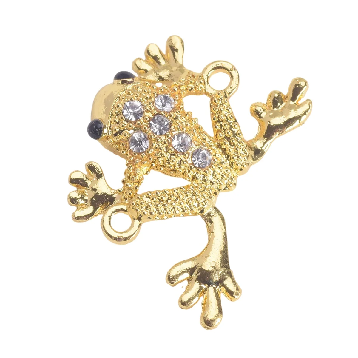 

5pcs Frog Shape 28x20mm Rhinestones Paved Gold Color Metal Connectors Charms For Jewelry Making DIY Bracelet Findings