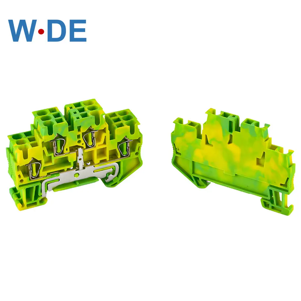 

10PCS STTB-2.5-PE Screwless Ground Din Rail Terminal Block Connector Double Layer Return Pull Type Spring Ground Terminal Blocks