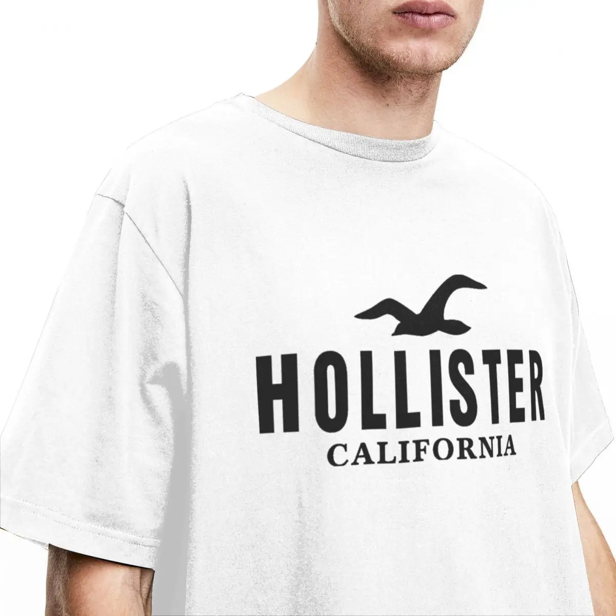 Футболка Hollisters California с черным логотипом забавные летние футболки в виде чайки