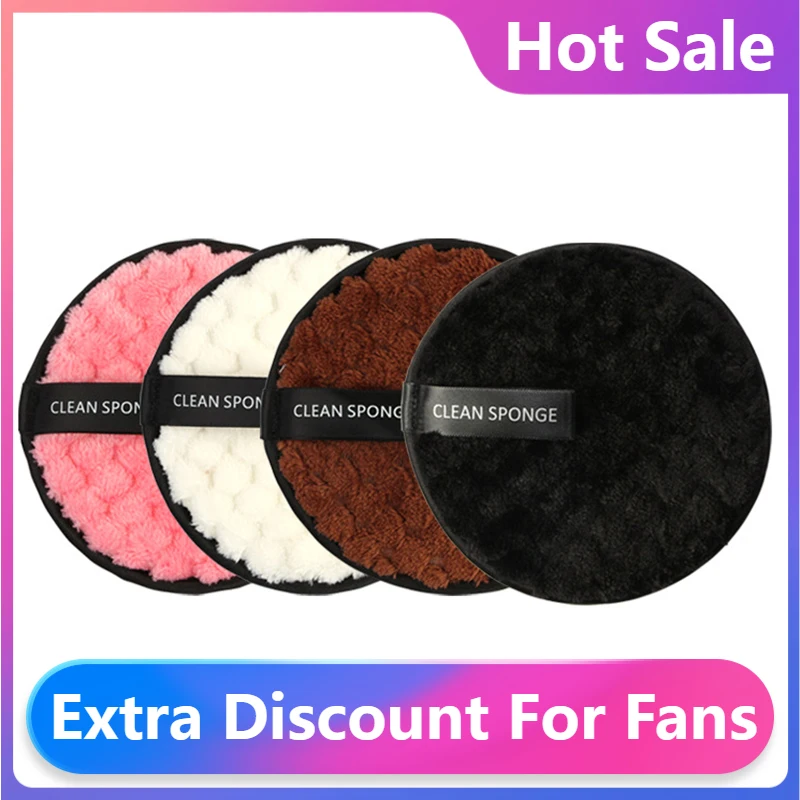 

2022 New Makeup Remover Microfiber Cloth Pads Reusable Make up Lazy Cleansing Powder Puff Face Cleansing Cleaner Plush Puff