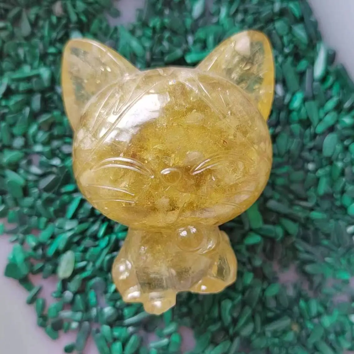 

Natural Crystal Mineral Crystal Yellow Crystal Cat Home decor