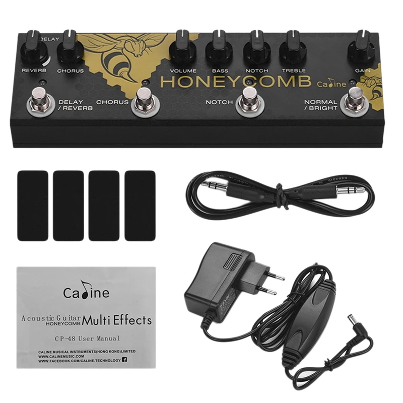 Caline CP-48 Honey Comb Multi-effects Pedal for Acoustic Guitar Digital Effect Pedal Chorus Delay Reverb Notch Boost EQ