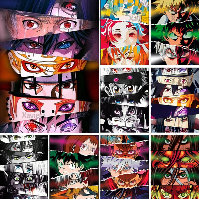 

Японские Аниме персонажи глаза алмазная живопись своими руками 5D полное сверление мой герой Академия убийца демонов Охотник X Hunter наборы дл...