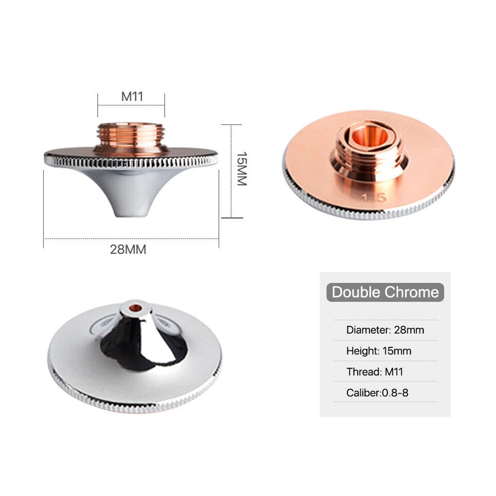

Лазерные сопла высокоскоростные Dia.28mm Single Layer Double Chrome Caliber 0.8-4.0 для Precitec Raytools HANS Fiber Laser Cutting Head