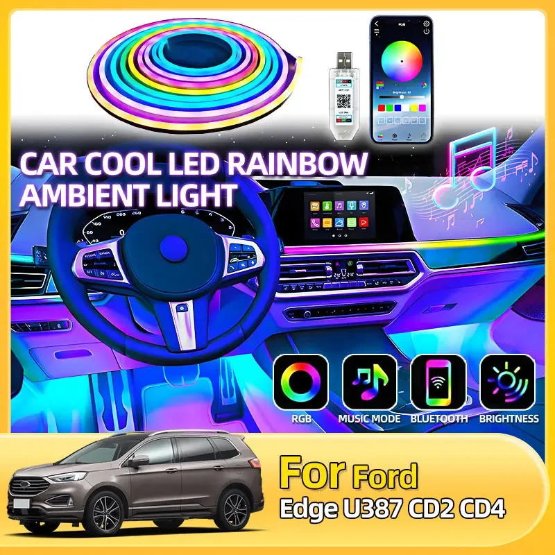 Фото Салон автомобиля Неоновый светодиодный атмосферный светильник для Ford Edge U387 CD2 CD4 Expedition U222 U324 U324N U553 Fiesta MK4 MK5 MK6 MK7 №1