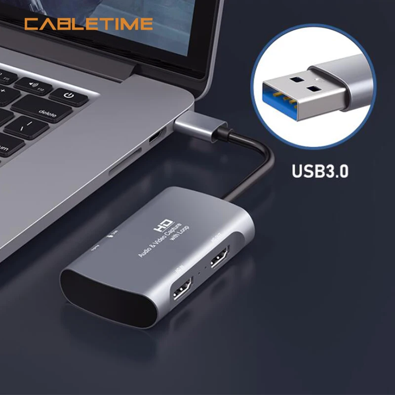 Карта видеозахвата CABLETIME N430 видеокарта для записи видео 4K HDMI USB 3 0 HD петлеобразный