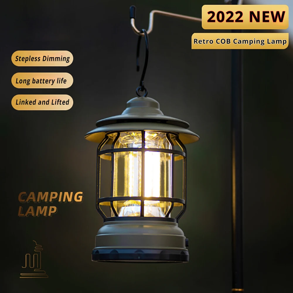 ZK50 Camping Portable Retro Lantern Vintage Tent Lighting Lantern Decoration Waterproof Outdoor Garden Street Path Lawn Lamp