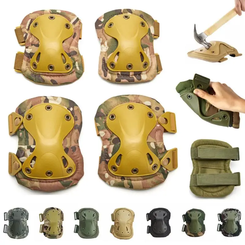 

4pcs Military KneePad Elbow Knee Pads Tactical Protective Gear Army Airsoft Paintball Combat Knee Elbow Protector Hunting Hiking