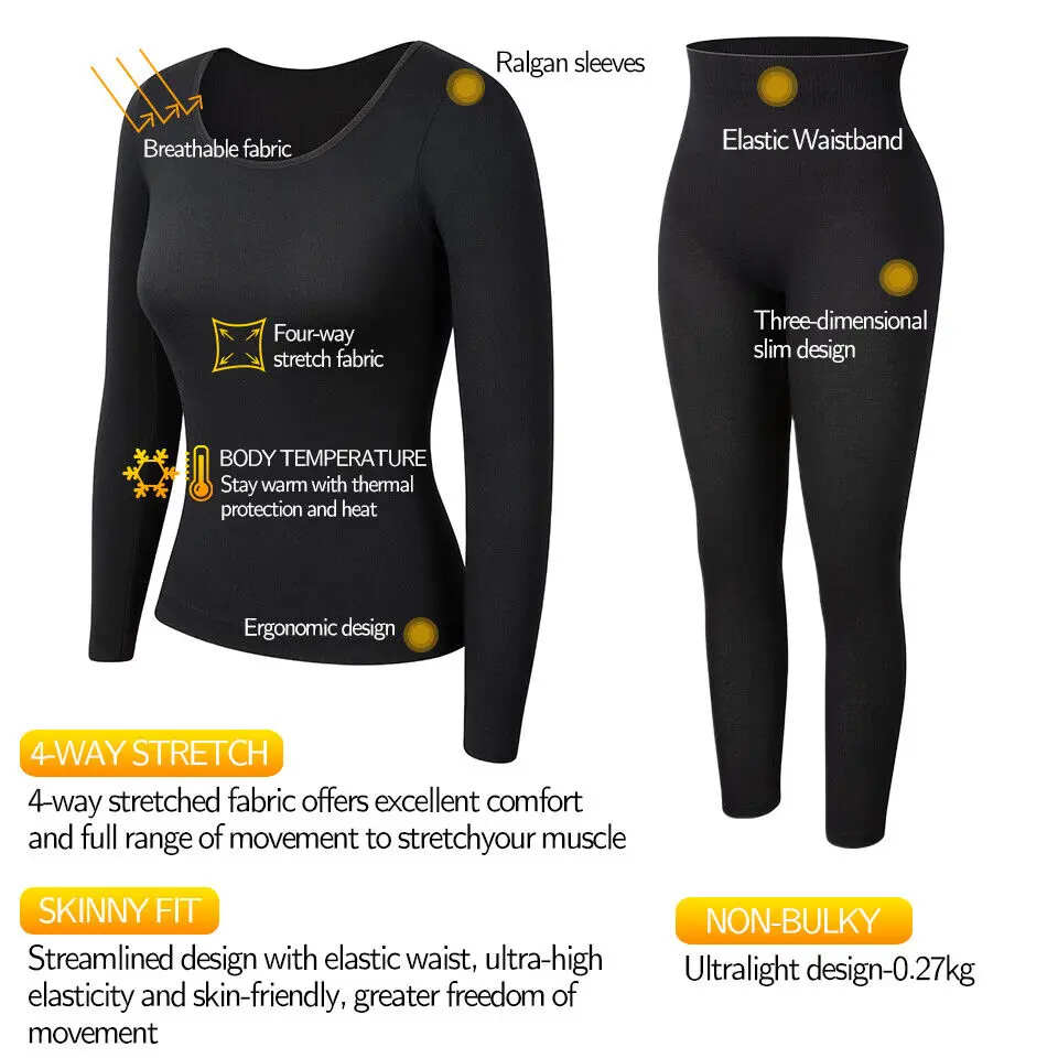 Winter Thermal Heated Underwear Sets For Women Winter Fast Dry Long Johns Set Thermo Underwear Shirt Female Warm Clothes